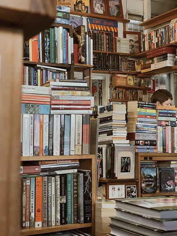 neatly stacked and arranged books